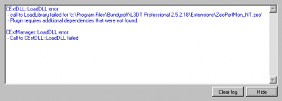 The error when loading L3DT in Linux for the first time (due to the ZeoPerfMon_NT plugin)