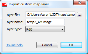 The import custom map layer dialog.