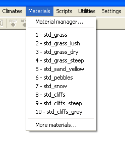 The 'Materials' menu.