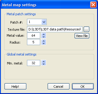 Metal patch settings dialog