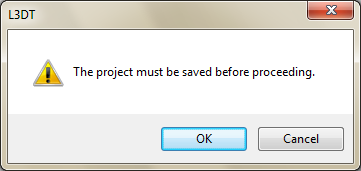 The 'please save project' message.