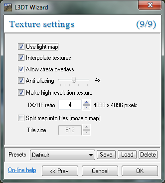 The 'texture settings' wizard.